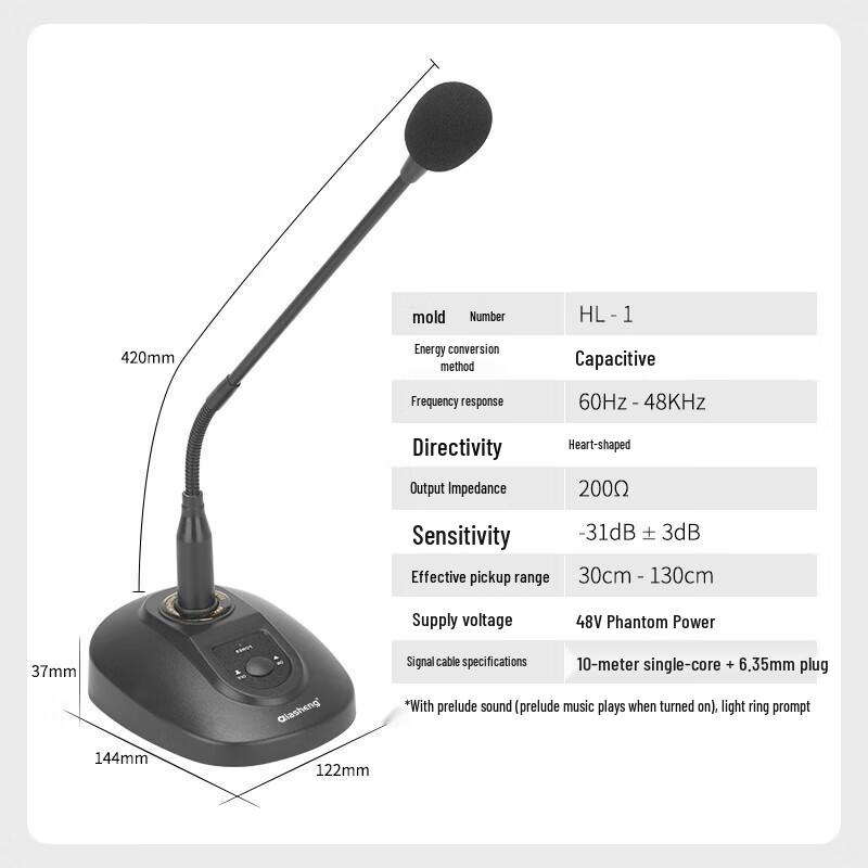 QIASHENG Wired Gooseneck Desktop Microphone