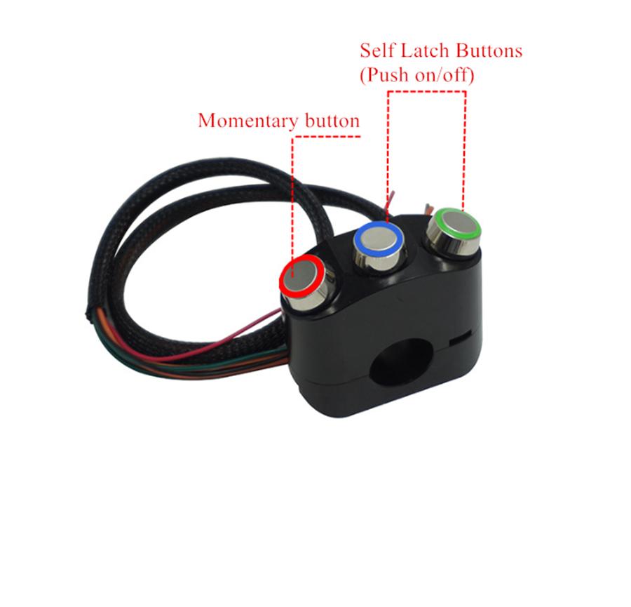 22MM LED CNC Motorbike Handlebar Control Switch Headlight Spotlight Start Button