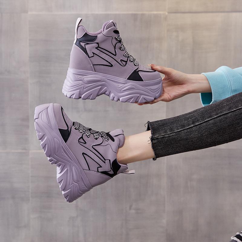 Trend tatínkových bot Nové všestranné oblíbené dámské sportovní boty pro volný čas se silnou podrážkou a vysokou vnitřní výškou na jaře a na podzim