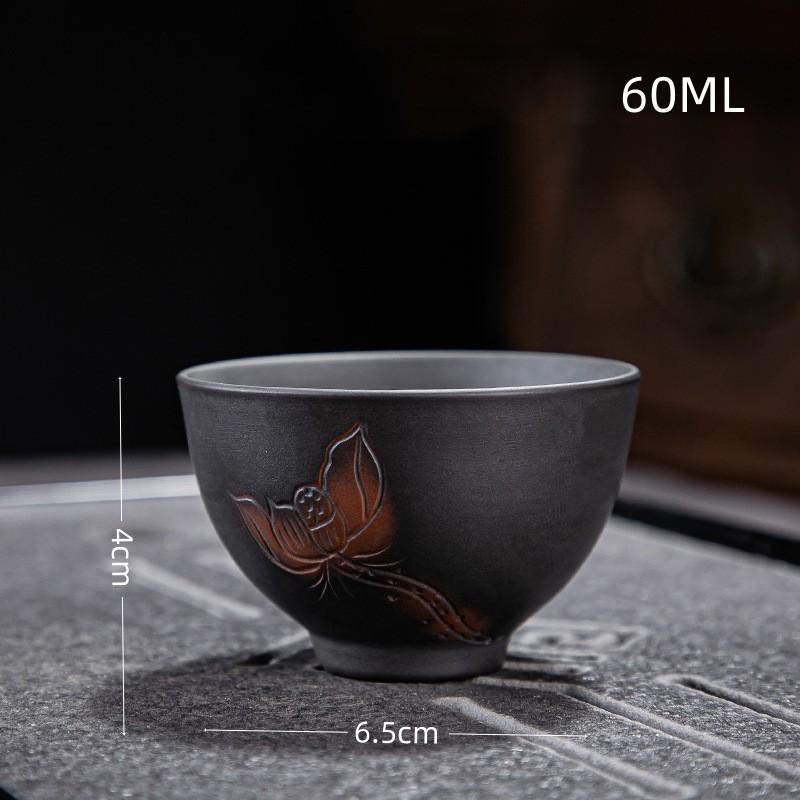 Retro Carving Teacups High-end Ceramic Tea Set Cups Purple Pottery Kung Fu Tea Cup Ceramics Teaware Cup for Tea Small