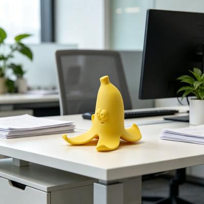 Cute Yellow Banana Peel Phone Holder 3D Printed Funny Banana Desktop Cell Phone Stand for All Mobile Phones