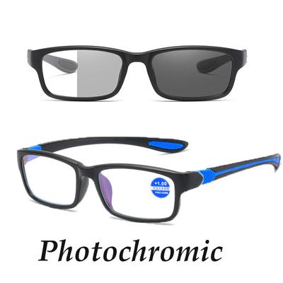 Photochromic  Reading Glasses Blue Light Blocking Square Frame Eyewear For Men Women Far Sight Presbyopia Eyeglasses