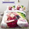 Anime Naruto Wzór Haruno Sakura Pościel Dekoracja Domu Prezent Urodzinowy (1 * poszwa na kołdrę + 2 * poszewki na poduszki, bez rdzenia)