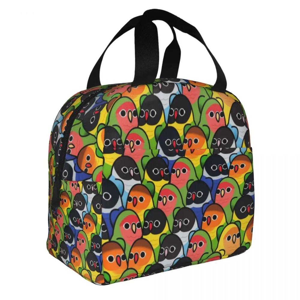 Custom Parrot Birds Cockatiel Squad Insulated Lunch Bags for Women Resuable Cooler Thermal Bento Box Outdoor Camping Travel