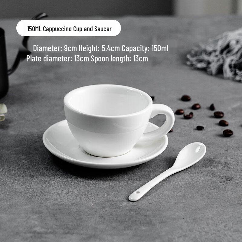 Qiwei Sawada Style Pure White Ceramic Espresso & Cappuccino Cup Set