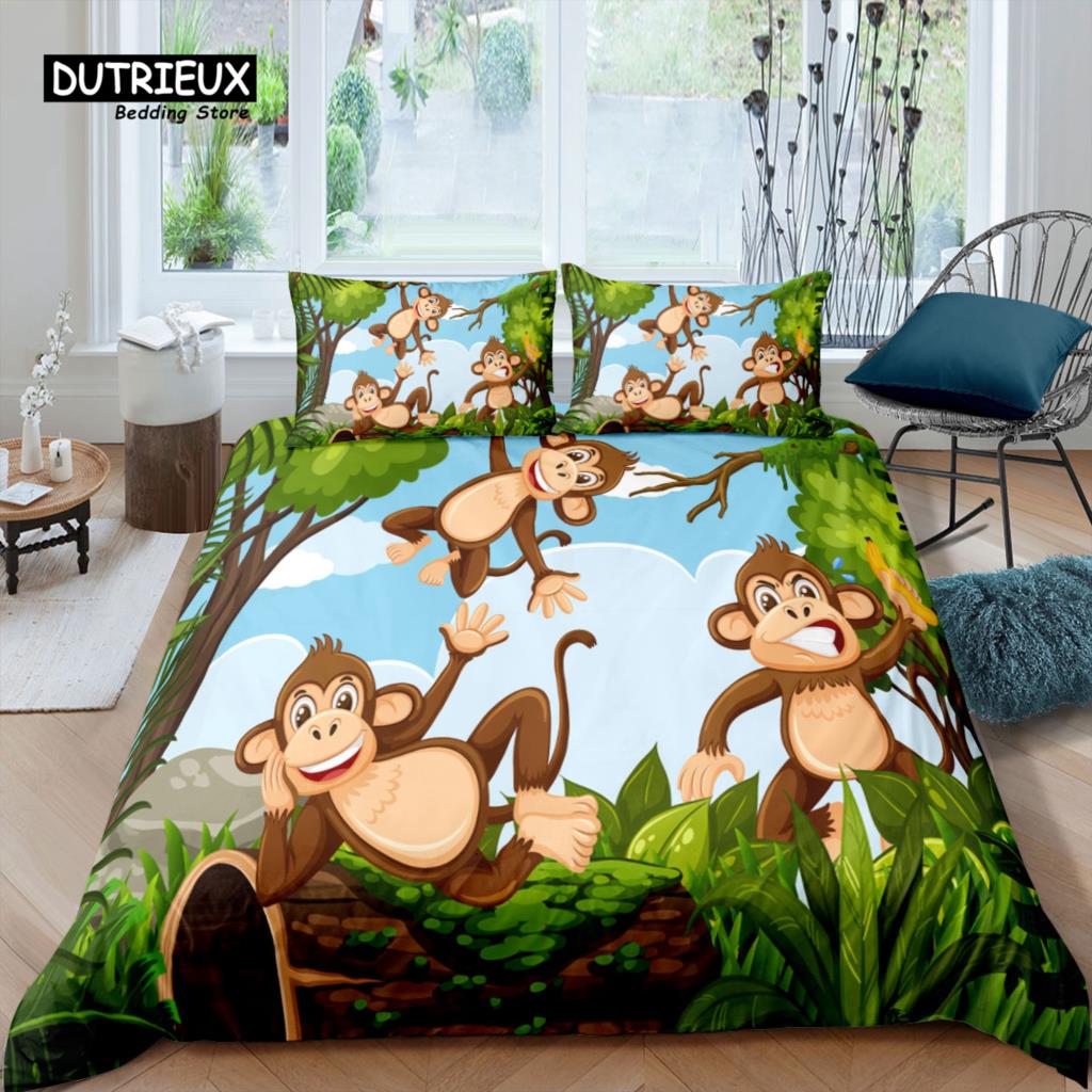 

Comforter Home Living Luxury 3D Cartoon Monkey Bedding Set Kids Bedding Set Queen And King Eu/Us/Au/Uk Size Comforter (quilt)-EU Single(135*200cm)3pcs