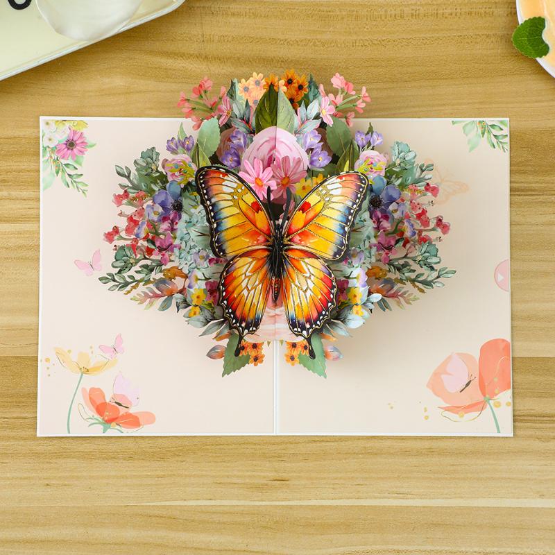 3D Butterfly Pop Up Greeting Cards Postcard For Valentine'S Day Wedding Invitation Greeting Birthday Gift
