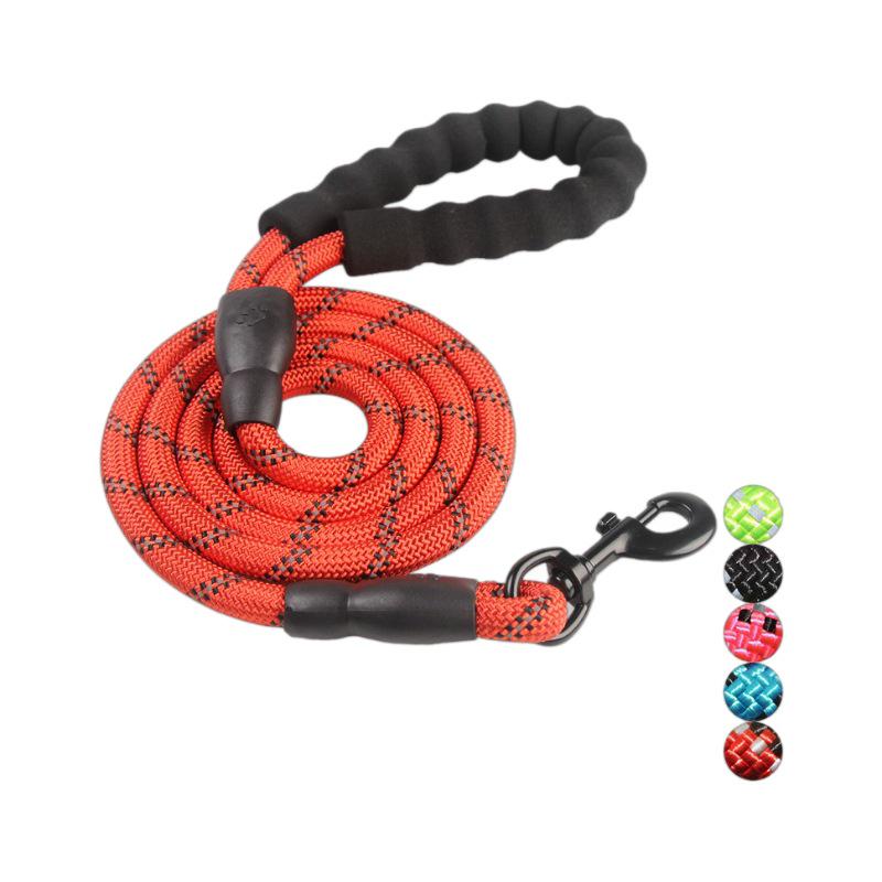 Reflective Foam Handle Rope Leash for Medium & Large Dogs - Multicolor