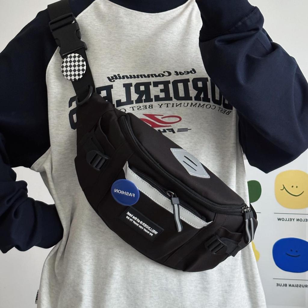 Bolsa Transversal Masculina Estilo Harajuku - Bolsa de Cintura Versátil para Ciclismo e Esportiva