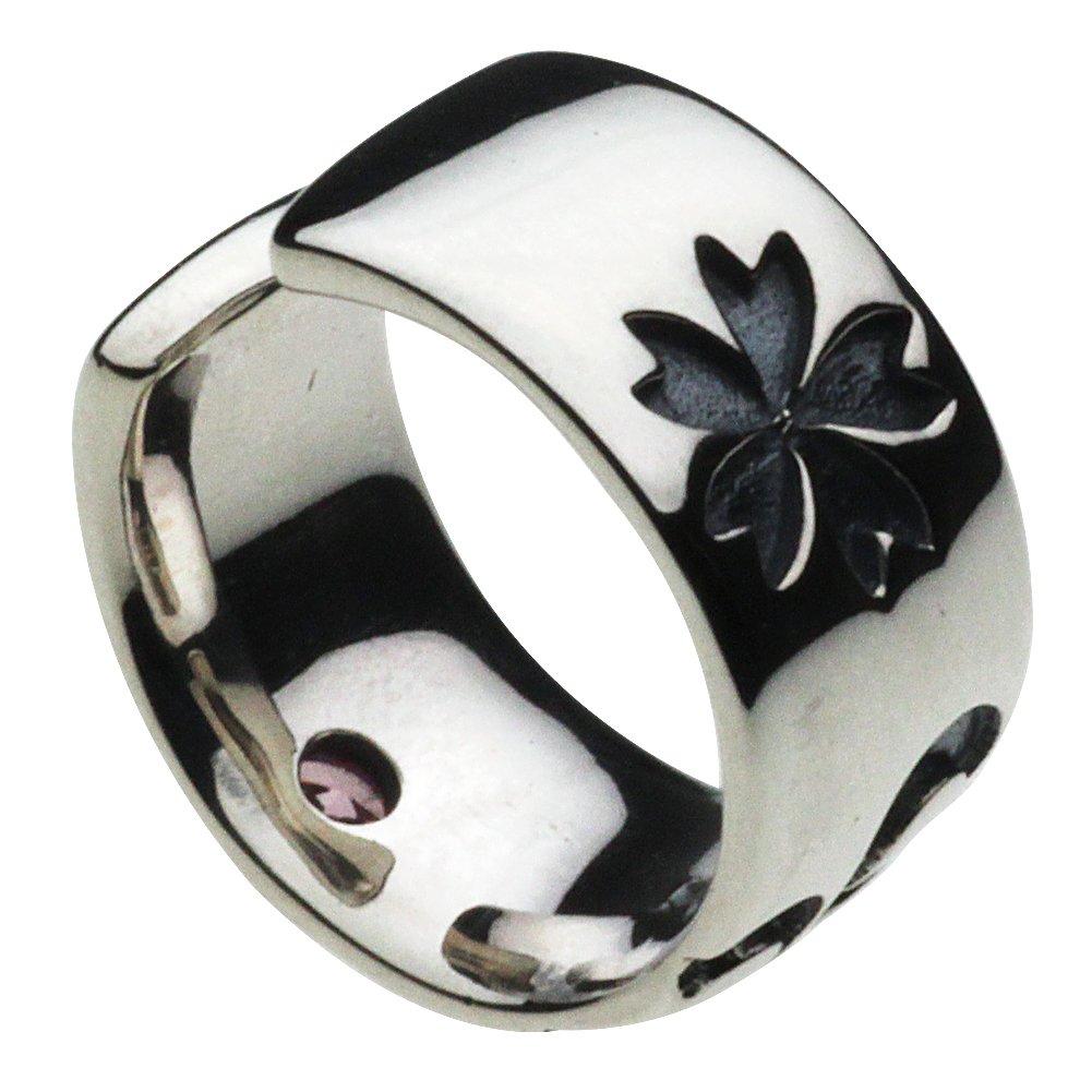 Japanese Pattern Water Stream Cherry Blossom Ear Cuff Pink Zirconia 925 Silver E0198 [Cenote] [Silver Accessories]