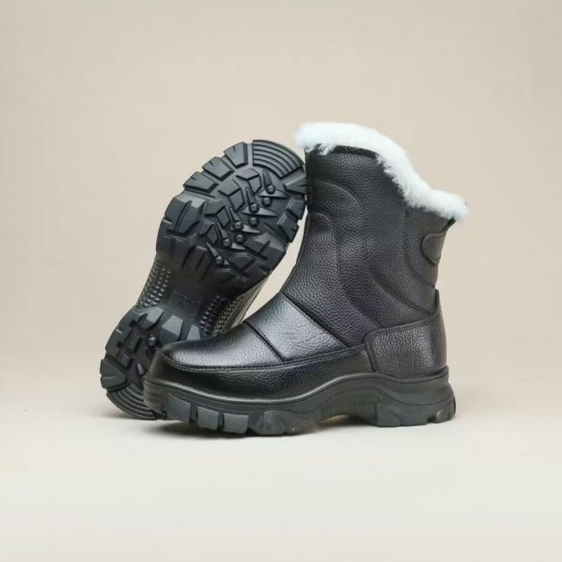 Winter Pure Wool Snow Boots Fur Integrated Men's Anti-extreme Cold Cotton Shoes Super Thick Boots