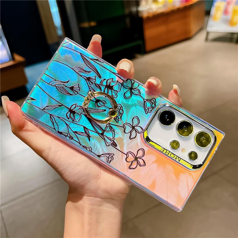 Suport pentru telefon cu inel cu diamante de ultimă generație, husă cu flori cu rază pentru Samsung A55 A35 A15 A25 S24 S23 FE A54 A14 A34 S22 Ultra