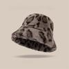 Faux Fur Plush Fisherman Hat Leopard Print Panama Hat Cozy Fluffy Fur Hat  For Women Girls