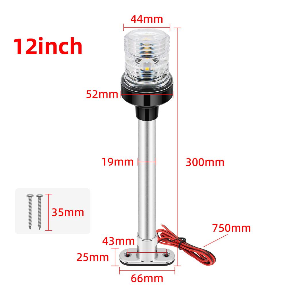 6 Inch 8 Inch LED Navigation Light 12V-24V Rain Proof Marine Boat Light Stainless Steel Base Light Transparent Lamp Shade Lamp
