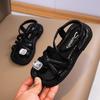 Girls' Sandals Clip Feet Summer New Children's Shoes Little Girls Water Diamond Fashionable Princess Shoes Beach Shoes Tide