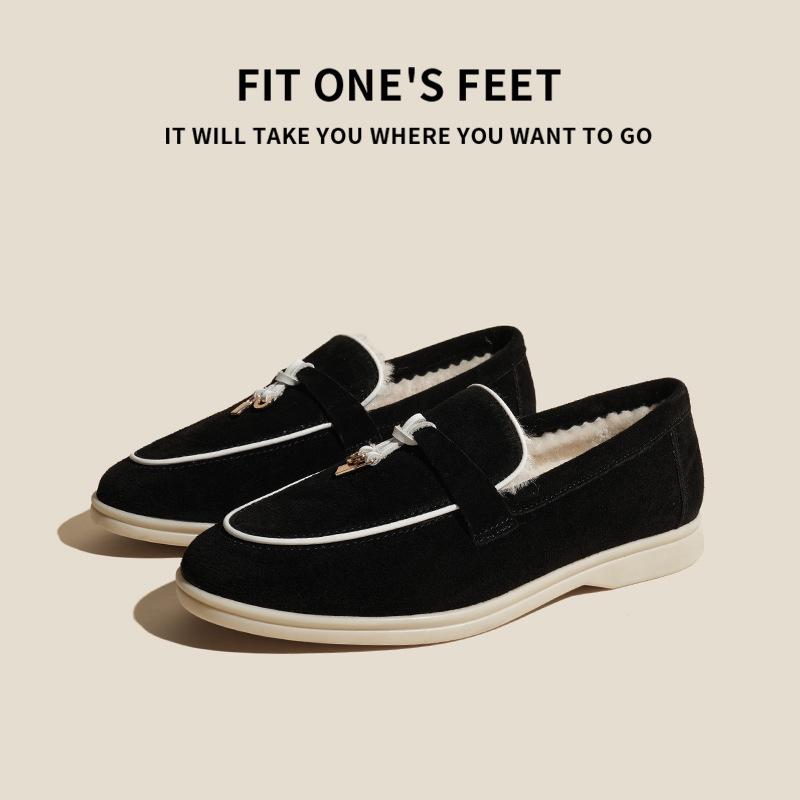 Unisex Genuine Leather Velvet Loafers: Italian