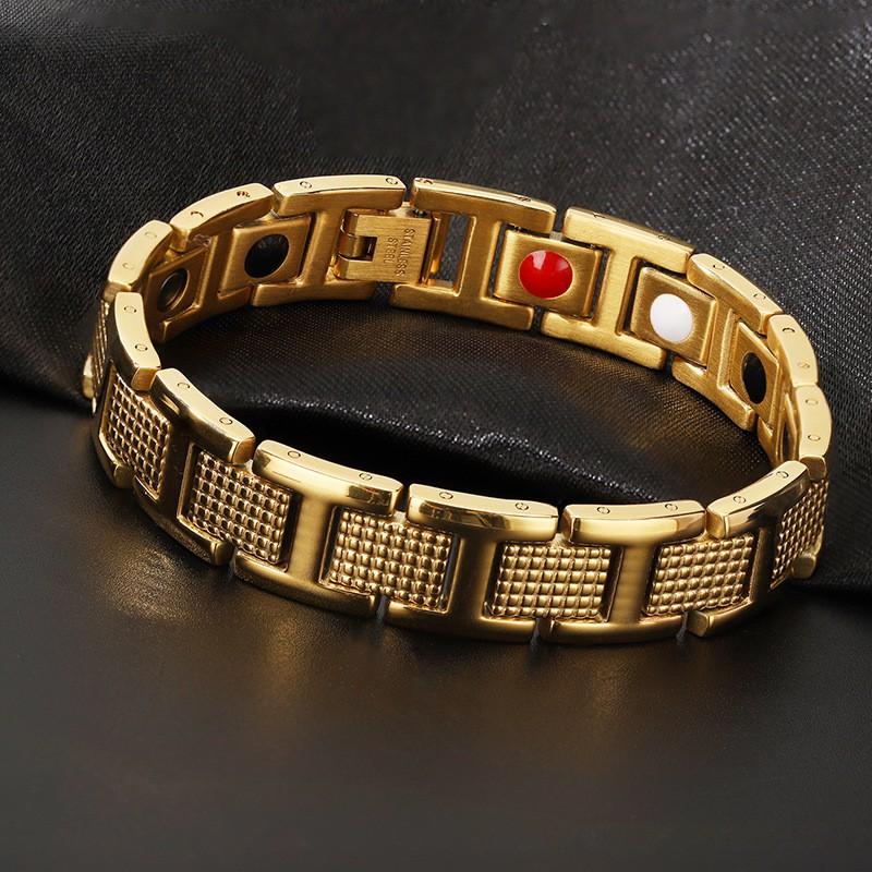 Titanium Steel Magnetic Bracelet Men Geometric Design Anti-Fatigue Stainless Jewelry Cycling Outdoor Activities