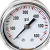 Single Scale Liquid Filled Air Pressure Gauges, 0/600 psi Range, Dial Display, 1/4 inch Male NPT