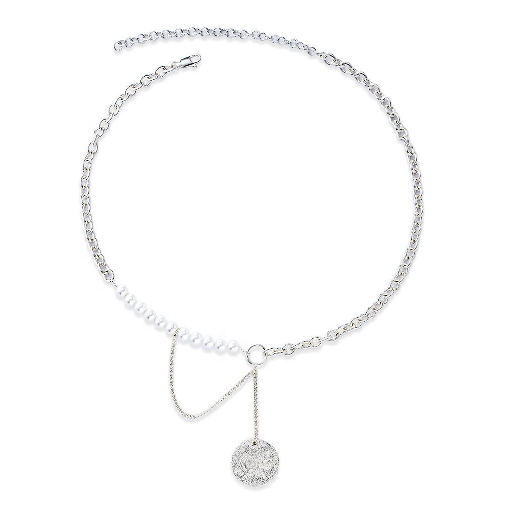 Trendy Moon Stars Coin Pendant Psj Brass Rhodium 18k Gold Plated Shell Pearl Beads Sweater Link Chains Lariat Necklaces