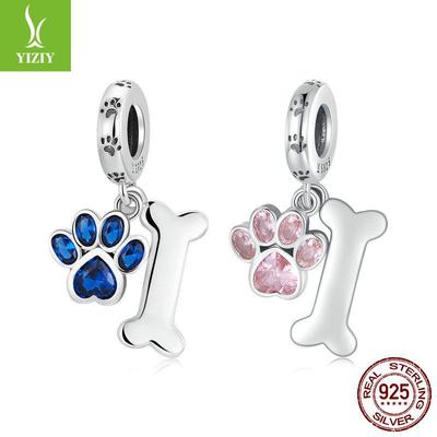 Sterling Silver Dog Paw Print Pendant - DIY Beaded Accessories (SCC2127)