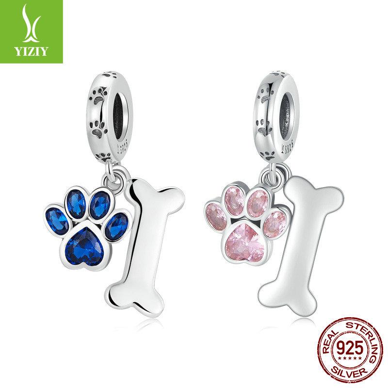 

Sterling Silver Dog Paw Print Pendant - DIY Beaded Accessories (SCC2127) 925 Silver синій