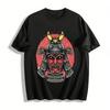 Vintage Japanese Samurai Oni Mask Graphic Tee Cool Streetwear Top Pure Cotton T-shirt