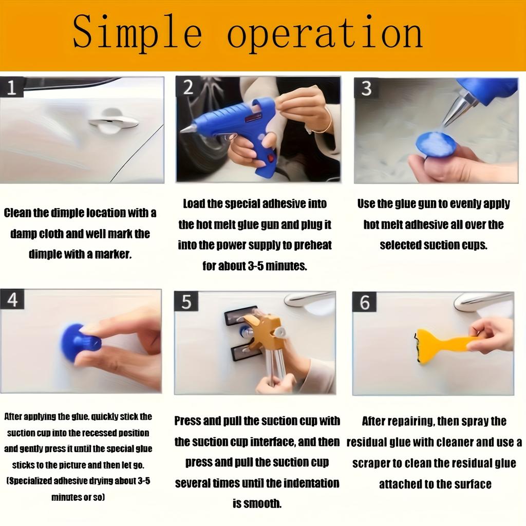 Paintless Dent Repair Kit - Professional Body Dent Puller with 18 Tabs, Mats (Minor Dent Removal Tool for Doors/Hoods | Non-Paint Damage Fix)