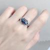 Adjustable 925 Sterling Silver Blue Lotus Ring for Men and Women