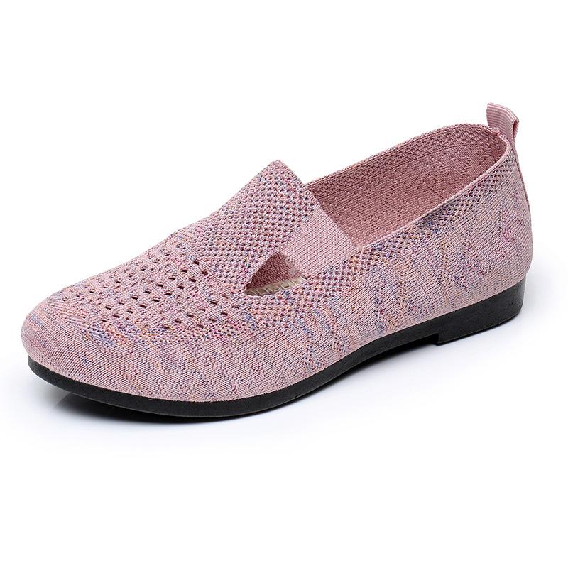 

Women s shoes summer new flying woven breathable old Beijing cloth shoes lightweight soft sole middle-aged and elderly mother shoes fashion casual sh 41 рожевий