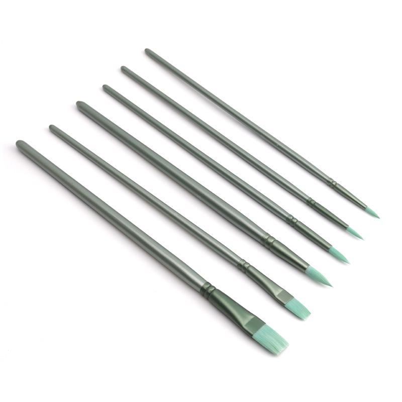 Green Handle Nylon Art Painting Brush Set - Watercolor, Acrylic, Oil - Multiple Specifications for Kids