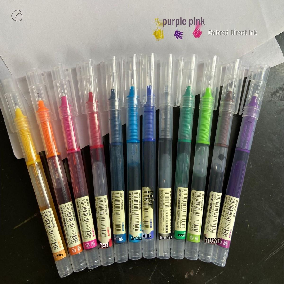 High-Gloss Colored Rollerball Pen - Large Capacity, Smooth, Quick-Drying, Water-Based for Bullet Journals Needle Point