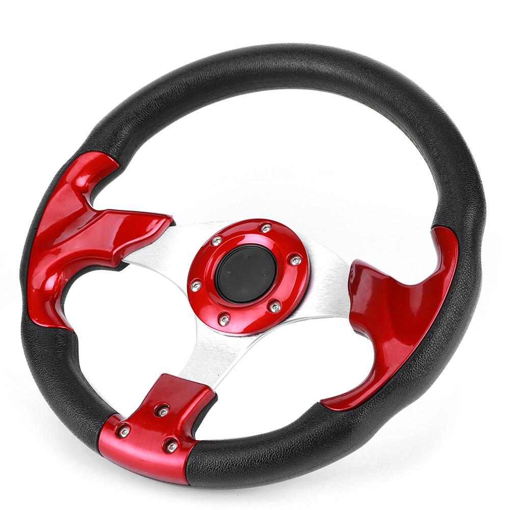 320mm 12.5in Racing Car Steering Wheel with Horn Button PVC Red Color Universal Modified Part