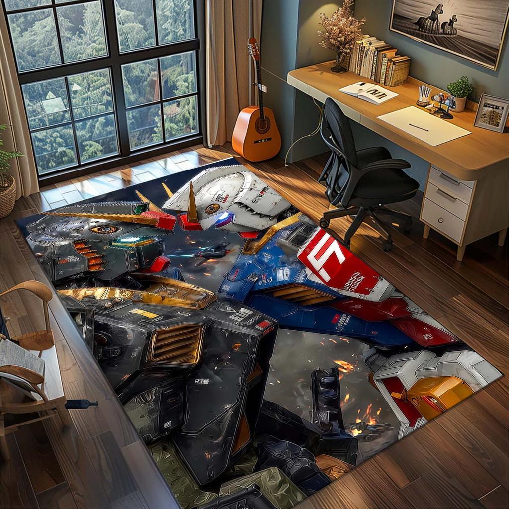 Gundam Anime Mecha Robot Rug Carpet Large Area Rug Non Slip Washable Floor Mat Gamer Room Bedroom Home Decor
