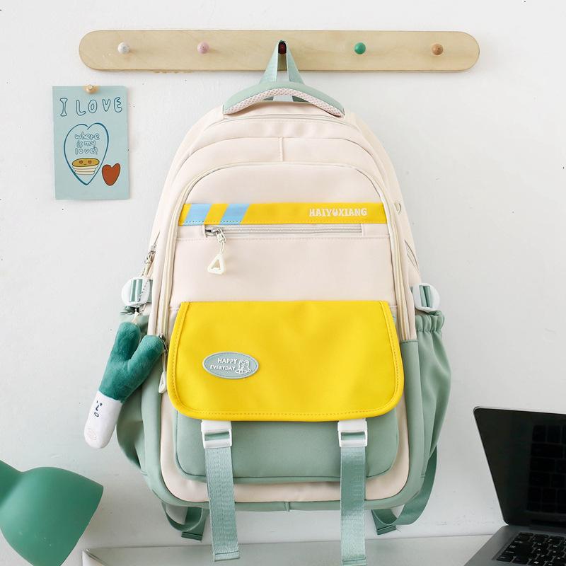 Schoolbag new schoolbag female Korean version ins large capacity middle and high school students backpack contrasting color primary school