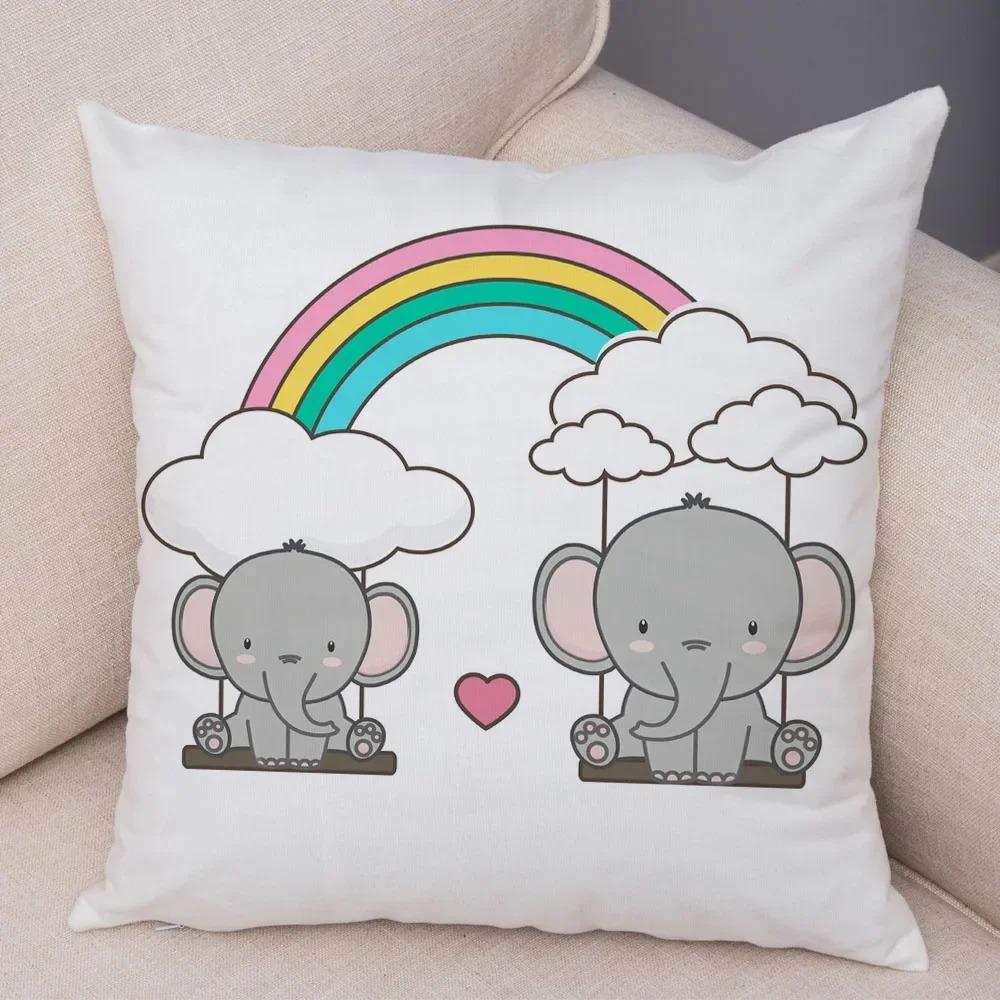 Elefantenfamilie Tierprint Dekoratives Kissenbezug Auto Sofa Quadratisches Kissen Kissenbezug