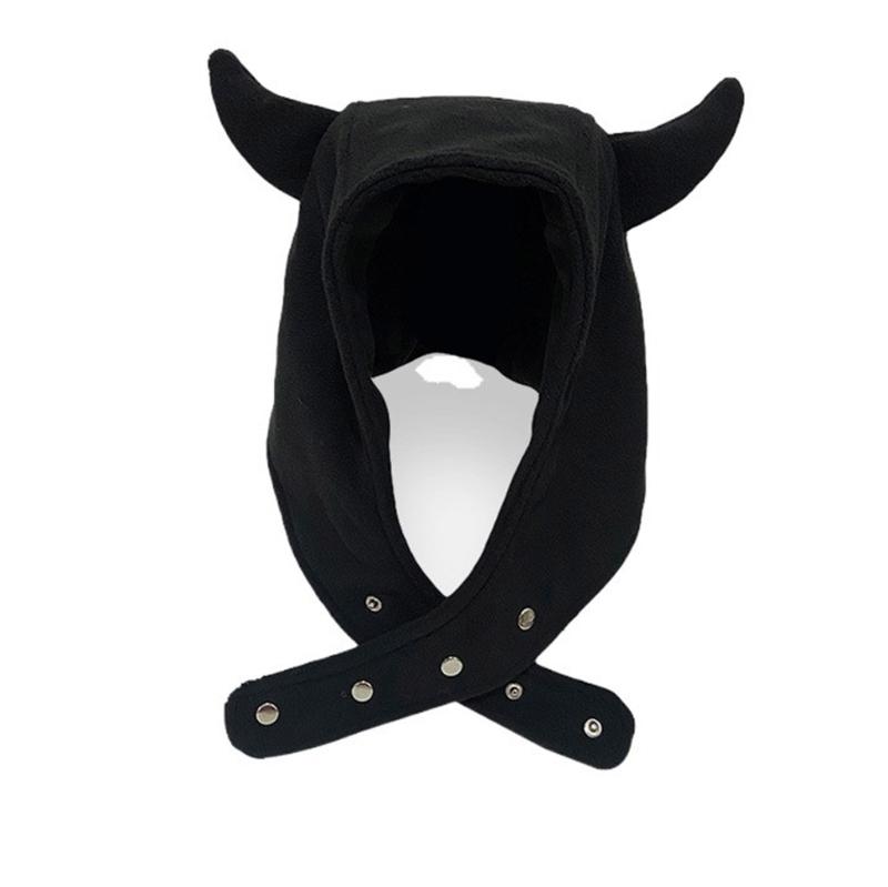 Breathable Head Cover with Button for Outdoor Sports Adjustable Hat with Horn Moisture Wicking Hat for Outdoor Activity
