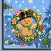 Gingerbread Man Decals Christmas Static Window Sticker, Wreath Pattern Print PVC Removable Decal, Decorative Film Waterproof Glass Cling for