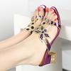 2025 Summer Sexy Luxury Design Women's Rhinestones Sandals Fashion Crystal Square High Heels Banquet Party Shoes