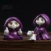 Halloween Skeleton Statue Purple Robe Figurine for Halloween Middle Finger Room Decor Resin Statue Gothic Walking Dog Sculpture Ornament
