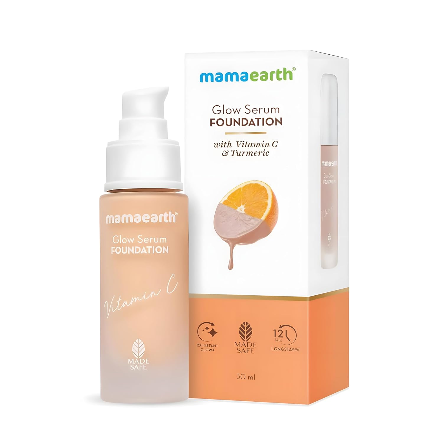 

Mamaearth Glow Serum Foundation 30 ml Dewy Finish 12-Hour Long Stay With Vitamin C For Radiant Skin (01 Ivory Glow)