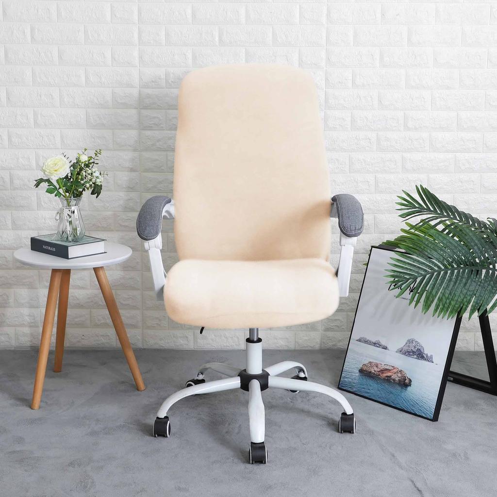 Cover For Swivel Chair, Cream Velvet, Office Chair