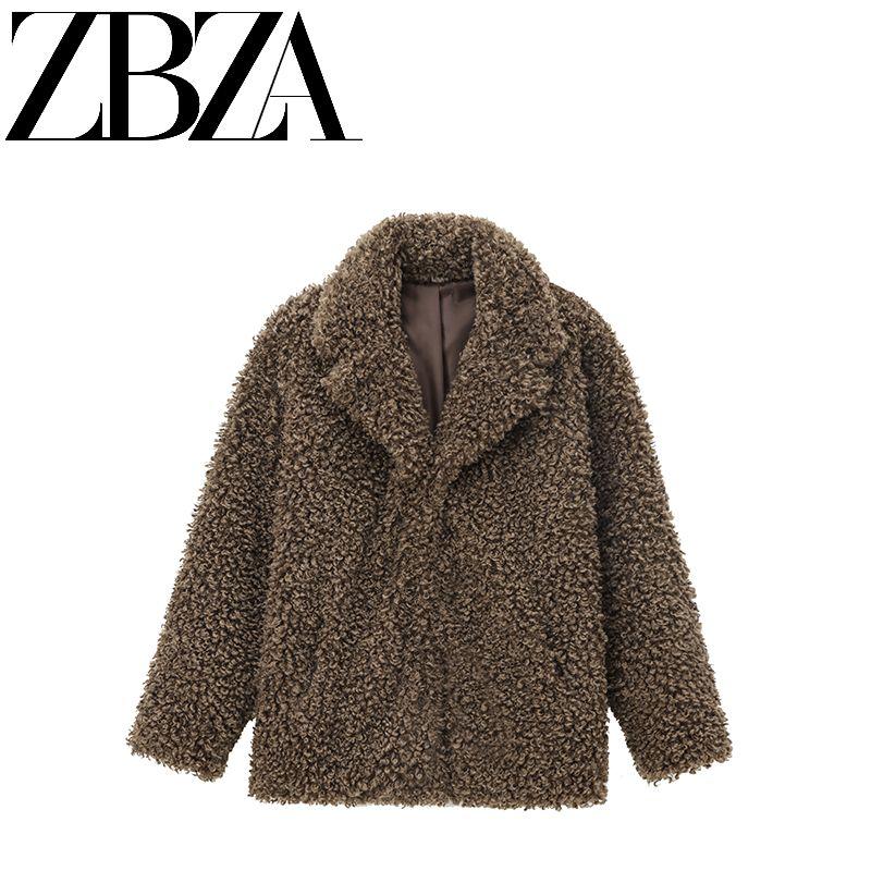 Zab Autumn New Women's Clothing Fashion Style French Style Design Artificial Fur Effect Short Coat Outwear