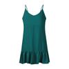 Women's Fashion Casual Color V Neck Strappy Beach Dress (Adjustable Straps)