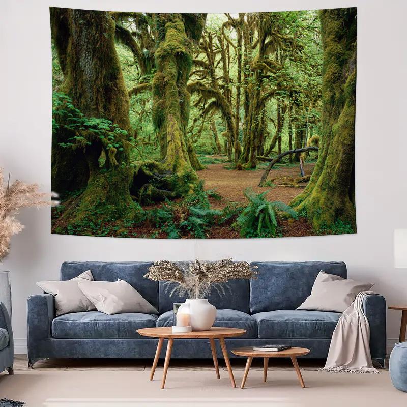 Natural Forest Tapestry Wall Decor for Bedroom and Living Room Greenery Decoration Preferred