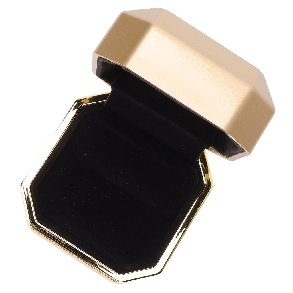 LED Light Ring Box Jewelry Display Gift Box Jewelry Storage Case for Engagement WeddingGolden