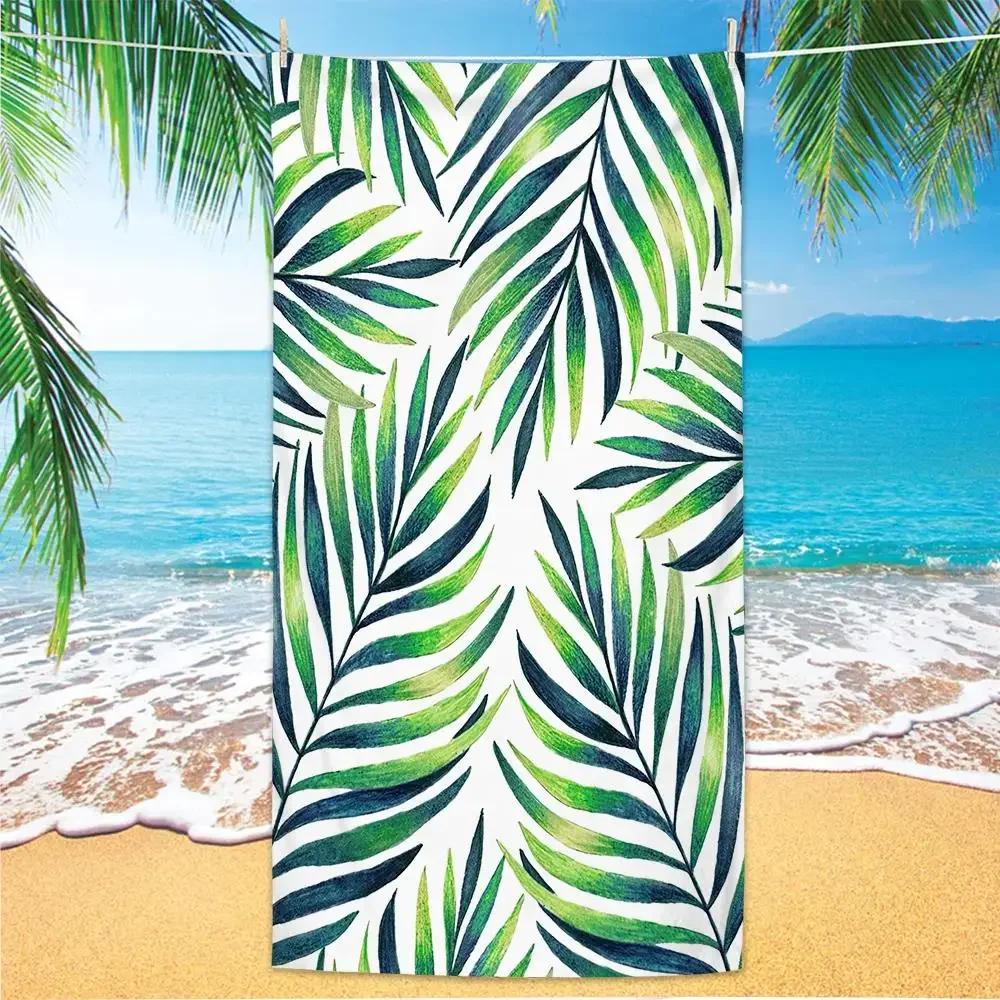 Sand Free Quick-dry Microfiber Bath Towels Tropical Plants Printed Beach Towel Portable Swimming Towels Blanket Beach Cover Up