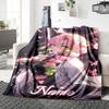Custom Name Pink Hair Warrior Blanket for Couch & Bed, Plush Cozy Fuzzy Blanket Super Soft & Warm Blankets for Fall and Winter. 0908173