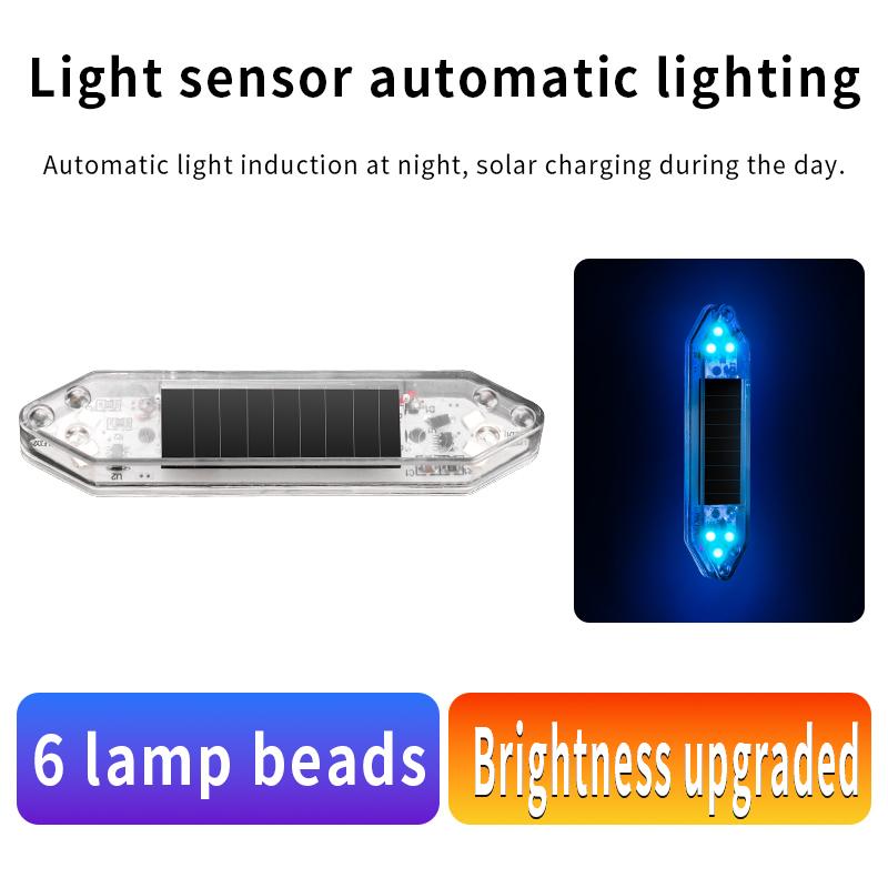 Solar powered car anti rear end collision LED flashing light, no wiring electric motorcycle warning light