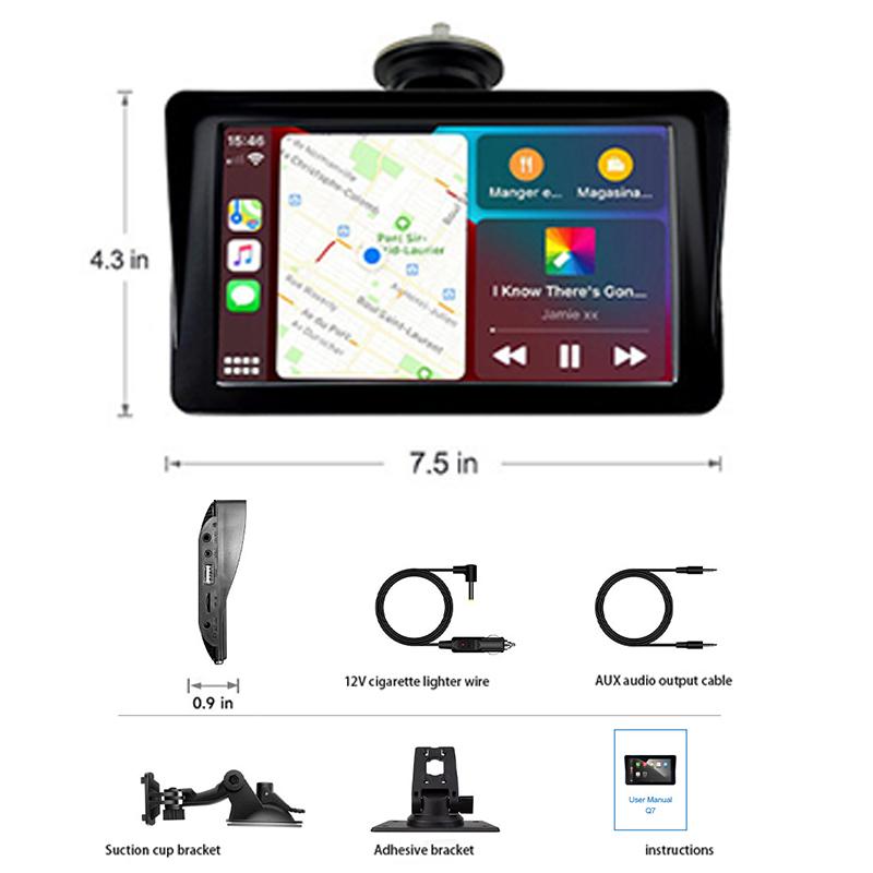 

1 комплект портативный автомобильный навигационный Bluetooth Interconnect беспроводной Carplay мультимедийный автомобильный MP5-плеер 7 дюймов чёрный