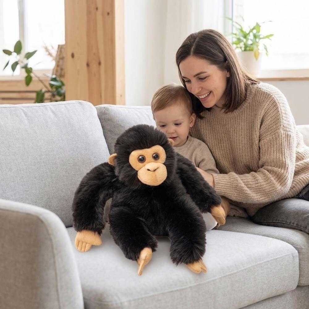 Soft Fluffy Chimpanzee Plush Toy Realistic Design Gorilla Stuffed Animal  Home Decor